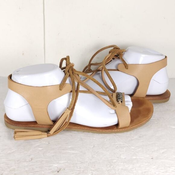 FREE PEOPLE Women’s Bryn Mar U40 EU9,5 Brown Leather Ankle Wrap Flat Sandals - Picture 9 of 14